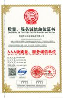 質量、誠信單位證書